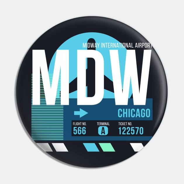 Chicago (MDW) Airport Code Baggage Tag Midway Pin by SLAG_Creative