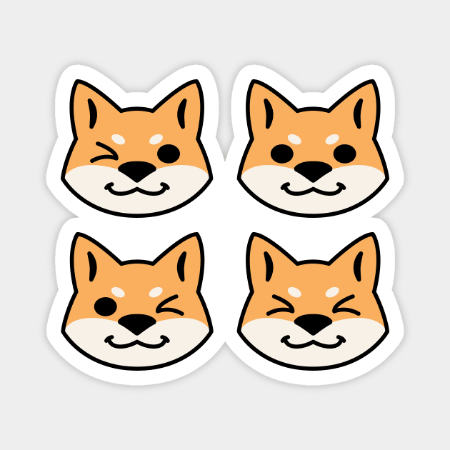 Four Red Shibas Magnet by kaeru