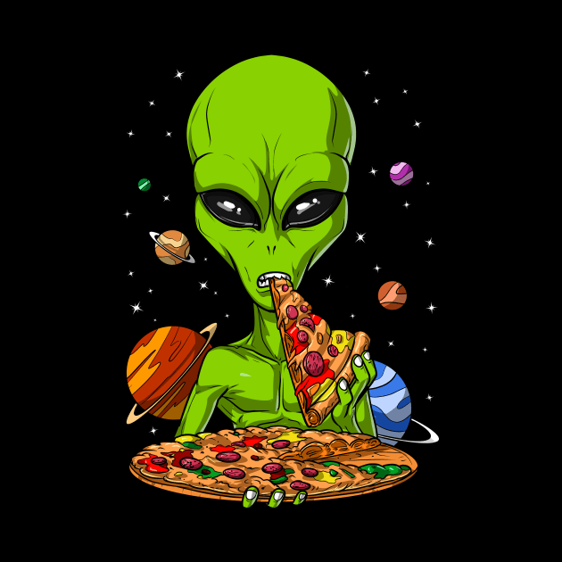 Alien Eating Pizza by underheaven