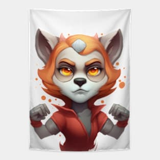 Frosty Gaze: Elegant Snow Fox with Glasses Tapestry