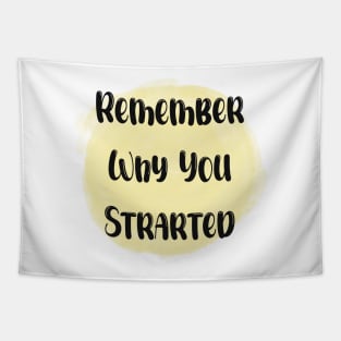 Remember Why You Started - Meaningful Quote Yellow Tapestry