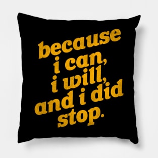 Because I Can, I Will, and I Did Stop Pillow