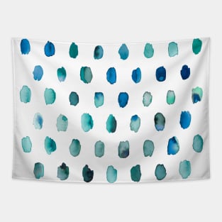 Artistic Palette Watercolor Dots Blue Tapestry