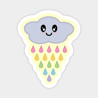 Kawaii Cute Raining Rainbow Rain Cloud in Yellow Magnet