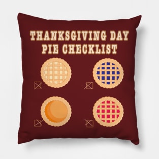 Thanksgiving Day Pie Checklist Pillow