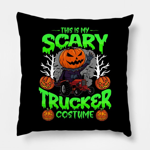 This Is My Scary Trucker Costume Funny Pumpkin Gift Idea for Halloween Pillow by RickandMorty