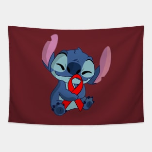 Blue Alien Holding an Awareness Ribbon (Red) Tapestry