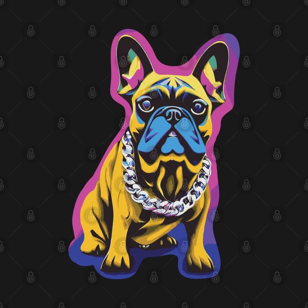 Gold French Bulldog with Silver Chain by joejdiaz