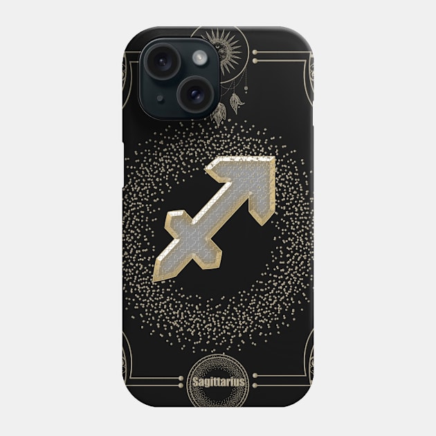 Golden zodiac sagittarius sign Phone Case by Nicky2342