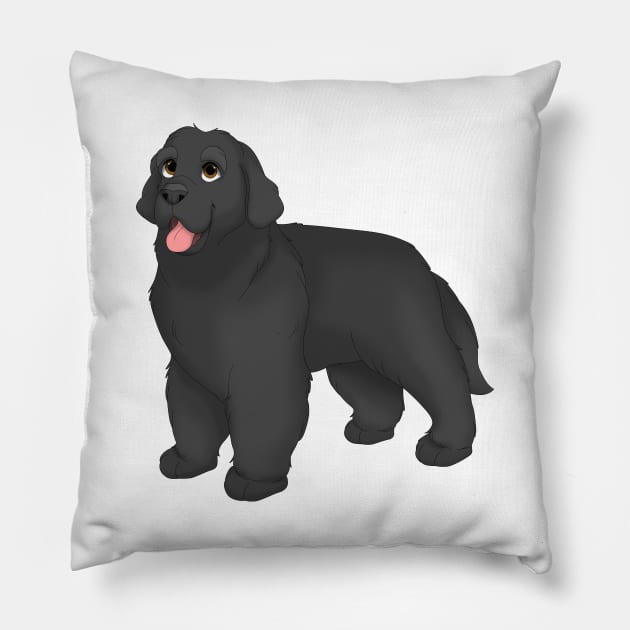 Black Newfoundland Dog Pillow by millersye