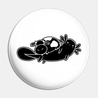 White Line Little Cow Mad Axolotl Pin