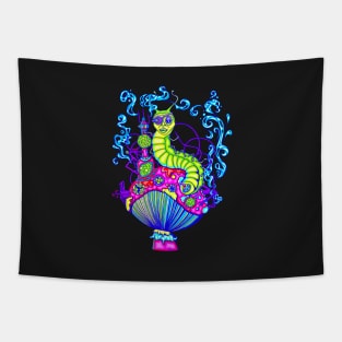 Hooka Smoking Caterpillar Glow Tapestry