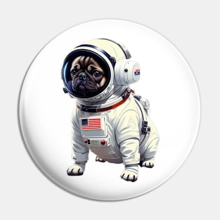 Pug-tastic Space Explorer in a Futuristic Suit Pin