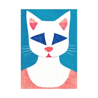 Superfuture Cat Retro Poster Vintage Art Illustration Wall Blue Pink Illustration T-Shirt