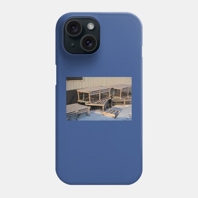 Lobster Pots In The Snow Phone Case by rconyard