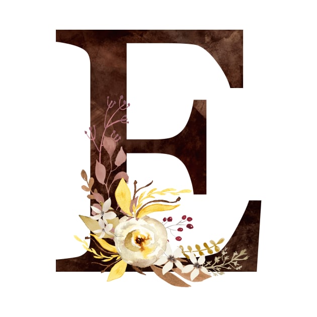 Floral Monogram E Lovely Autumn Foliage by floralmonogram