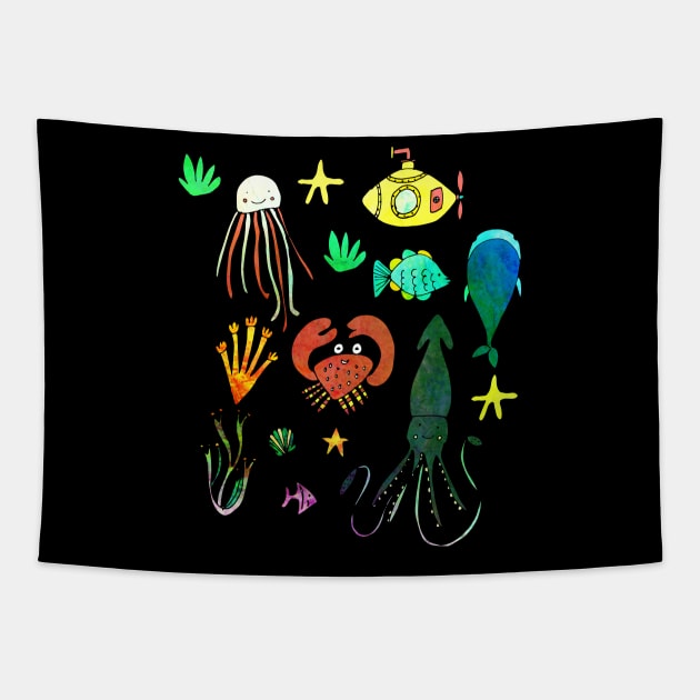 Nautical Bioluminescence Tapestry by bruxamagica