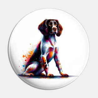 Lively Small Munsterlander Pointer in Vivid Splash Art Pin