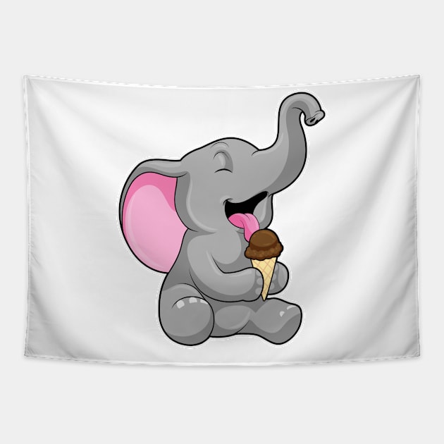 Elephant with Chocolate Waffle ice cream Tapestry by Markus Schnabel