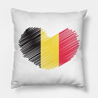 Belgium Flag Heart Design Pillow