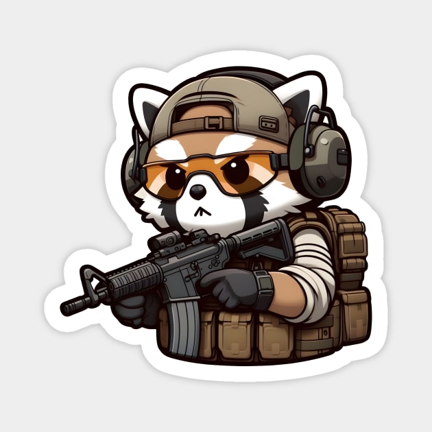 Tactical Tanuki Magnet by Rawlifegraphic