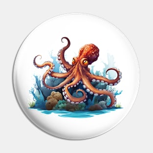 Orange Octopus Pin