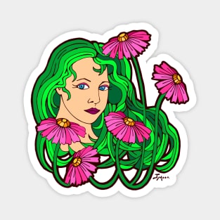 Pink Floral Garden Girl Magnet