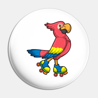 Parrot as Skater with Roller skates Pin