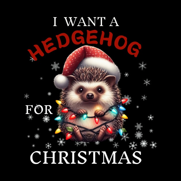 I Want a Hedgehog For Christmas Funny Hedgehogs Christmas Gift by Positive Designer