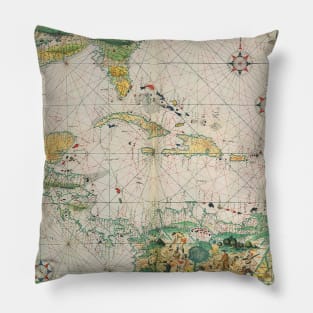 Antique Map of the Caribbean Sea and the Gulf of Mexico Pillow