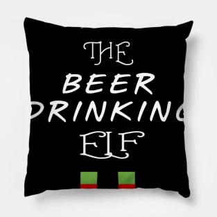 The Beer Drinking Elf Matching Family Group Christmas Party Pillow