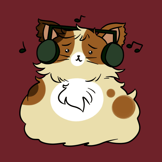 Round Boi Kitty with Headphones by saradaboru