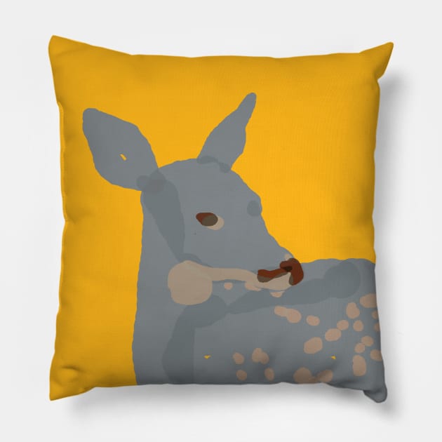 Blue Deer Pillow by Ndy