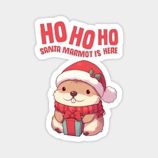 Ho Ho Ho Santa Marmot is Here Magnet