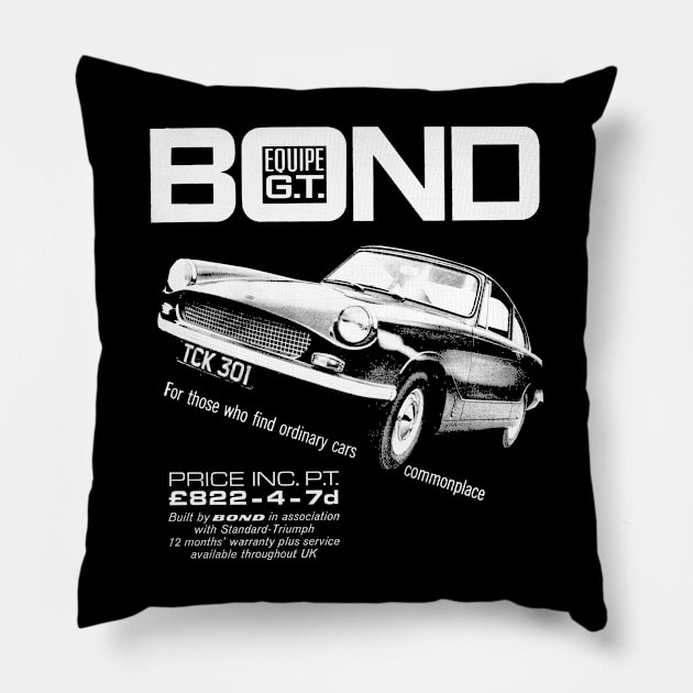 BOND EQUIPE GT - advert Pillow by Throwback Motors