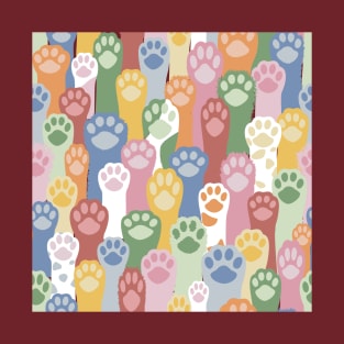 Colorful Pawsome Pattern T-Shirt