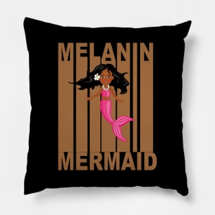 Melanin Mermaid Retro Pillow