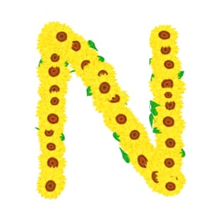 Sunflowers Initial Letter N (White Background) T-Shirt