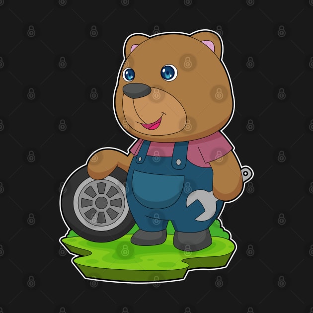 Bear Mechanic Car tire by Markus Schnabel