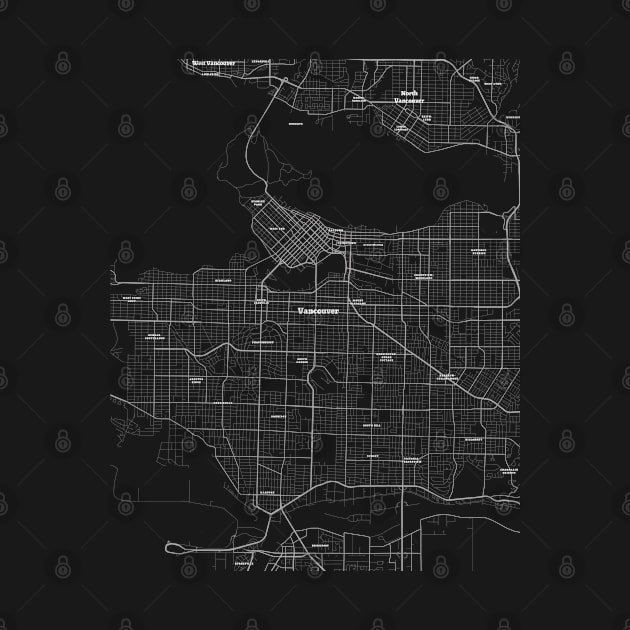 4K Vancouver Canada Map | HD Vancouver Canada Map | Black And White Map Of Vancouver Canada by benayache