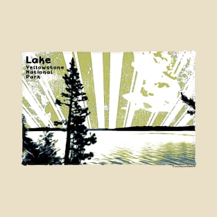 Retro Lake Yellowstone in yellow and green T-Shirt