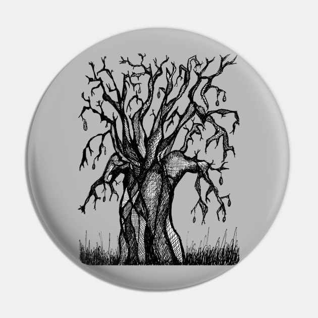 Grey Baobab Artistic Line Drawing Pin by Tony Cisse Art Originals