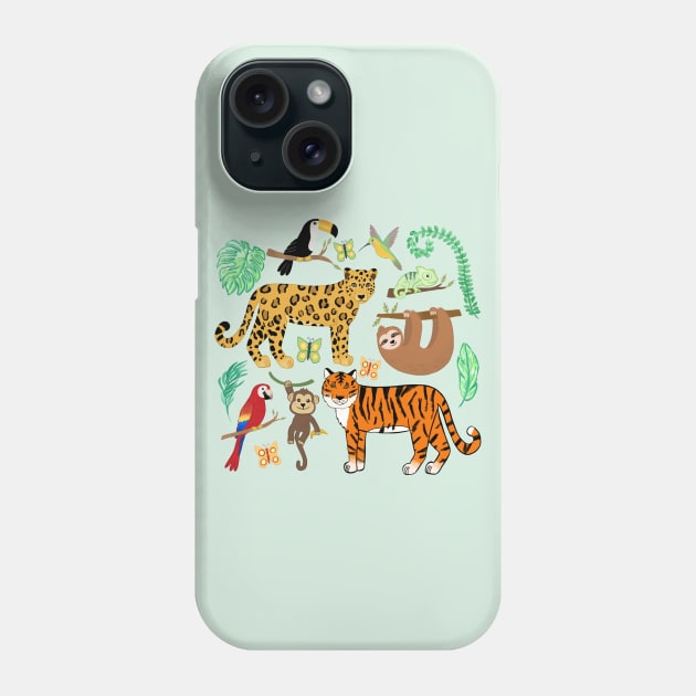 Wild And Wonderful Jungle Friends Phone Case by tangerinetane