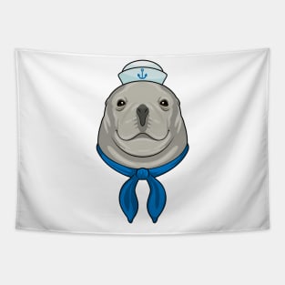 Seal as Sailor with Sailor hat Tapestry