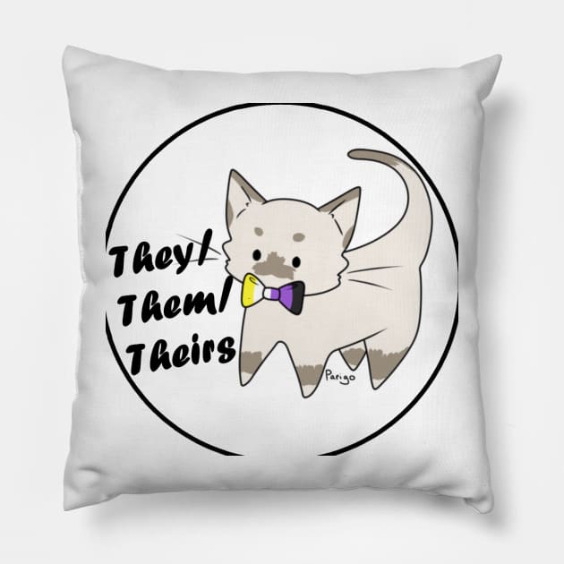 They/Them/Theirs Pronouns Kitty (v4) Pillow by parigok