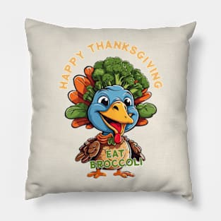 Funny broccoli thanksgiving turkey Pillow