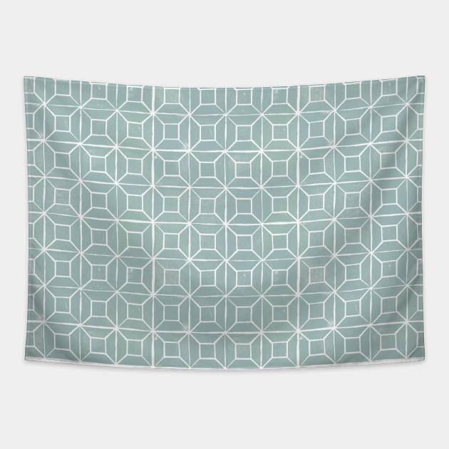 Geometric lino - egg blue Tapestry by crumpetsandcrabsticks