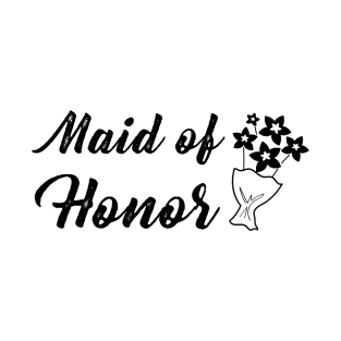 Maid of Honor with Bouquet Wedding Gift T-Shirt