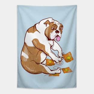 English bulldog crocheting Tapestry