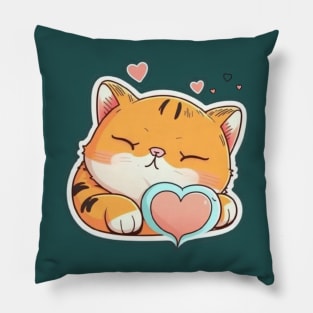 Sleepy Cat Valentine's Day Pillow